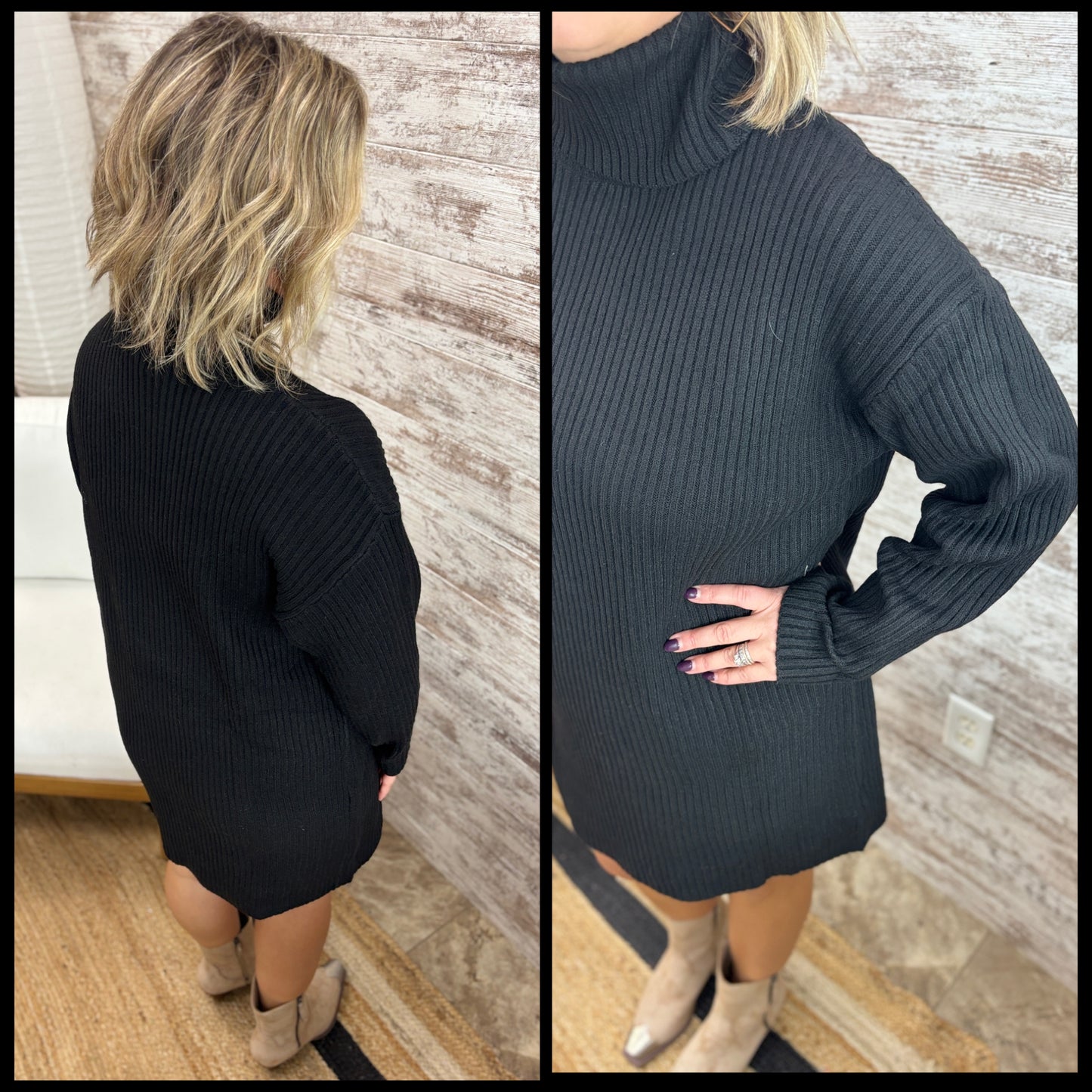 Black Relaxed Sweater Dress