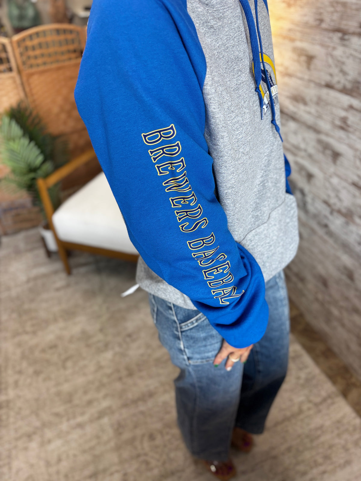 Brewers Baseball Royal Jerzees Nublend Colorblock Hoodie~ Unisex