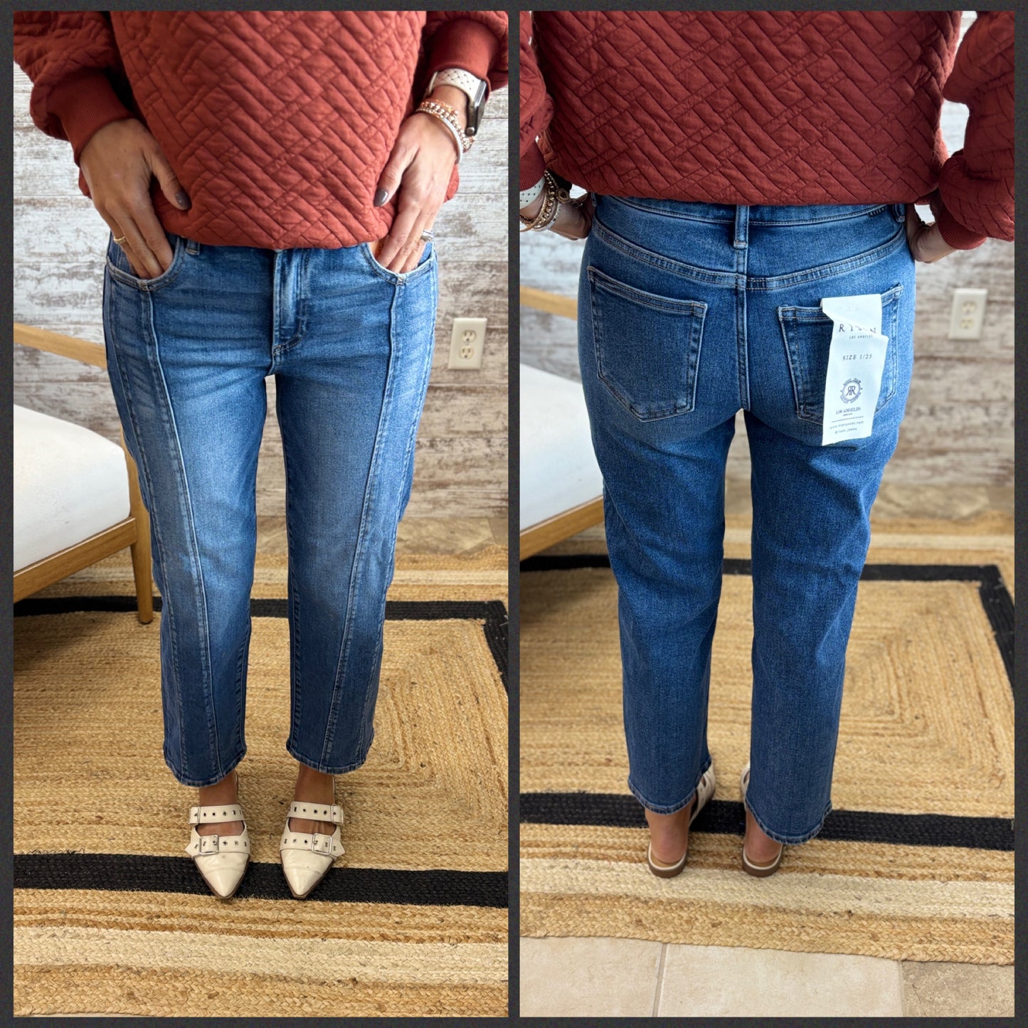 Risen Center Seam High Rise Crop Jeans PSC21394