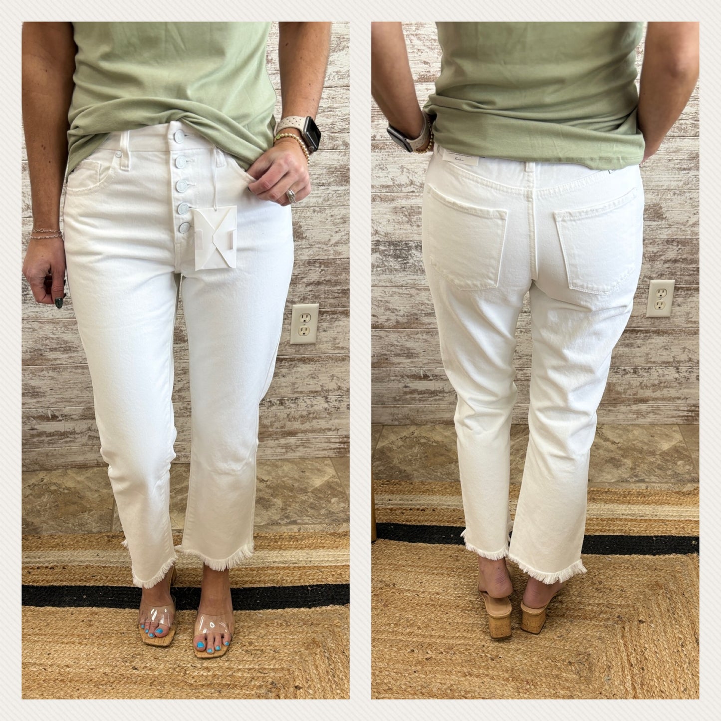 Kancan High Rise Straight Leg White Pant KC7392WT