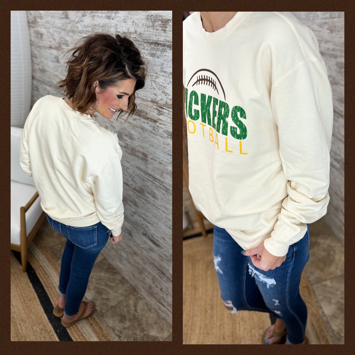Packers Football Cream Comfort Colors Crew**Final Sale**