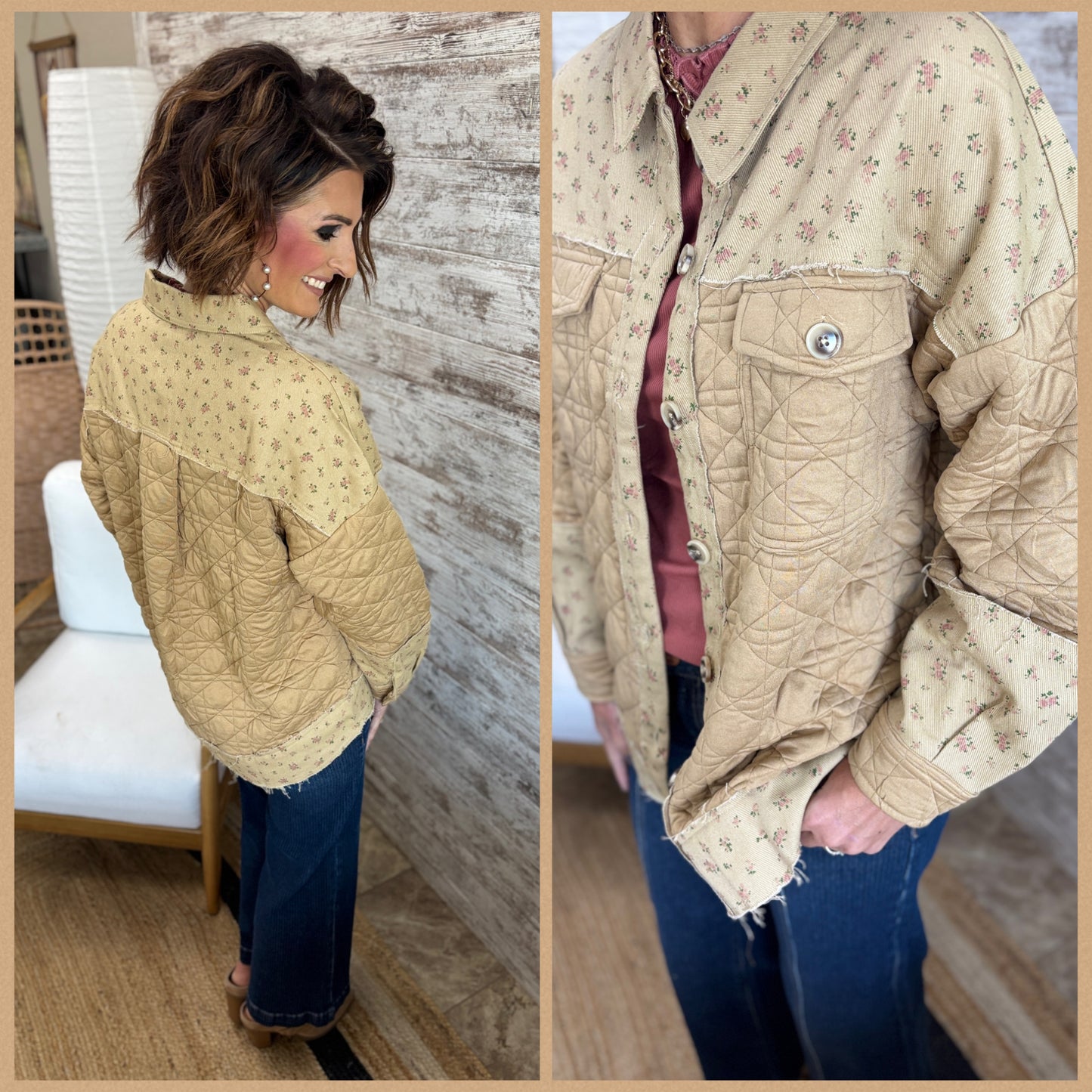 Mixed Floral Button Down Shacket