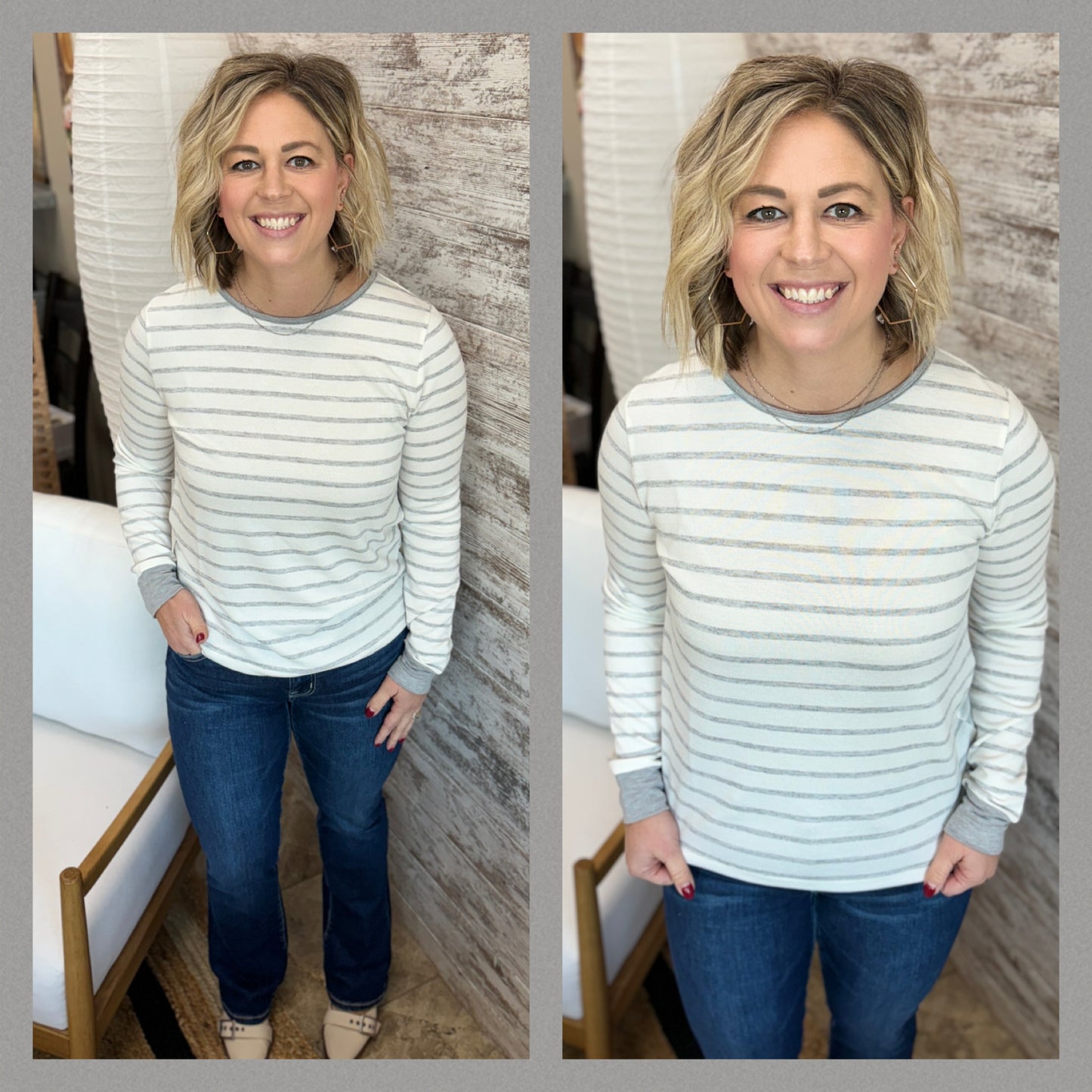 Striped Top with Tie Back ~ 2 Colors