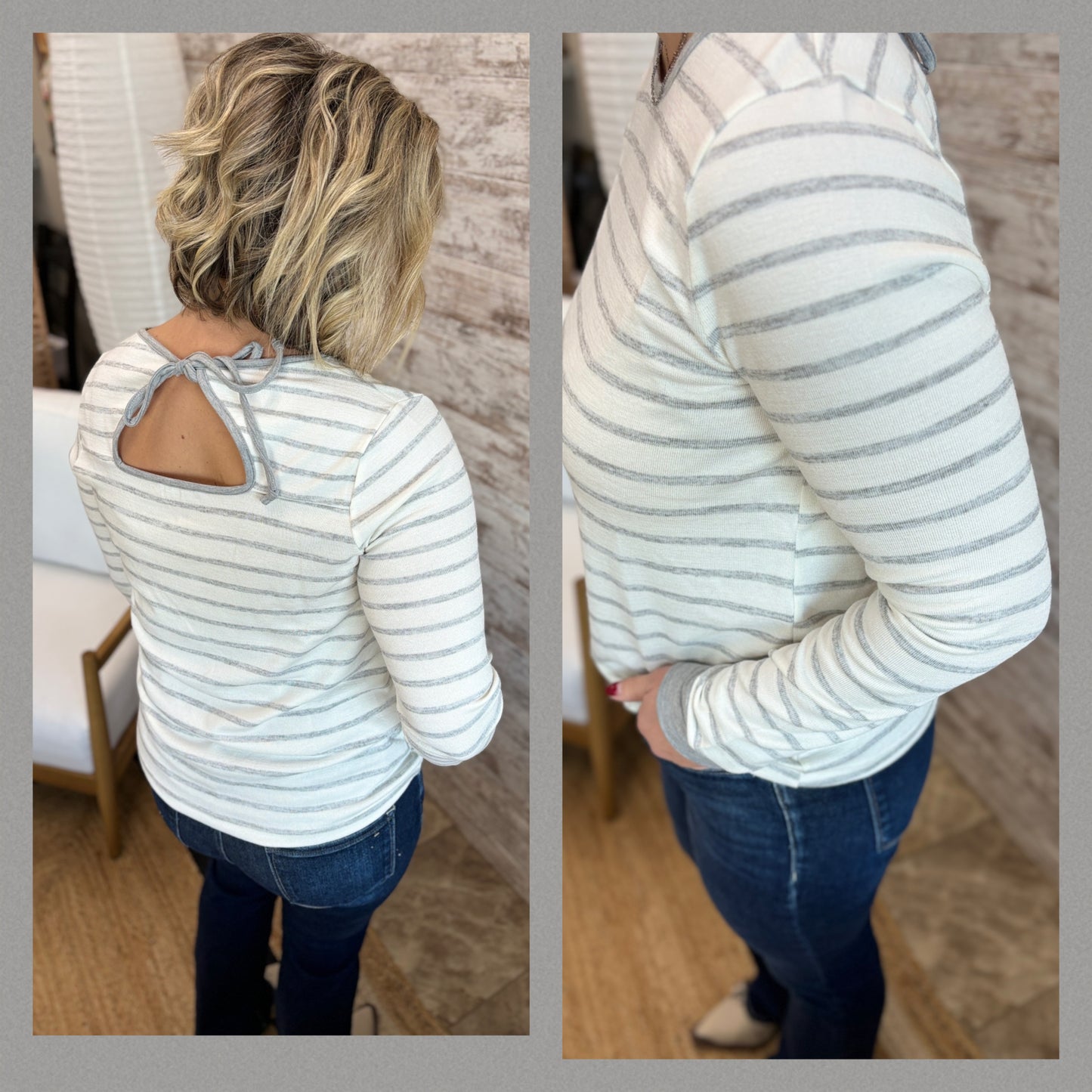 Striped Top with Tie Back ~ 2 Colors