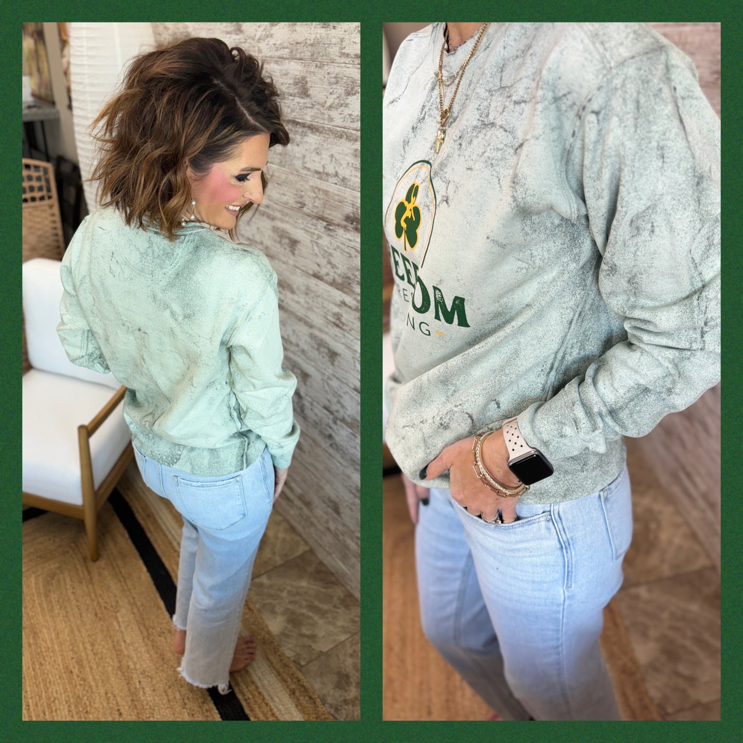 Freedom Wrestling Green ColorBlast Crewneck