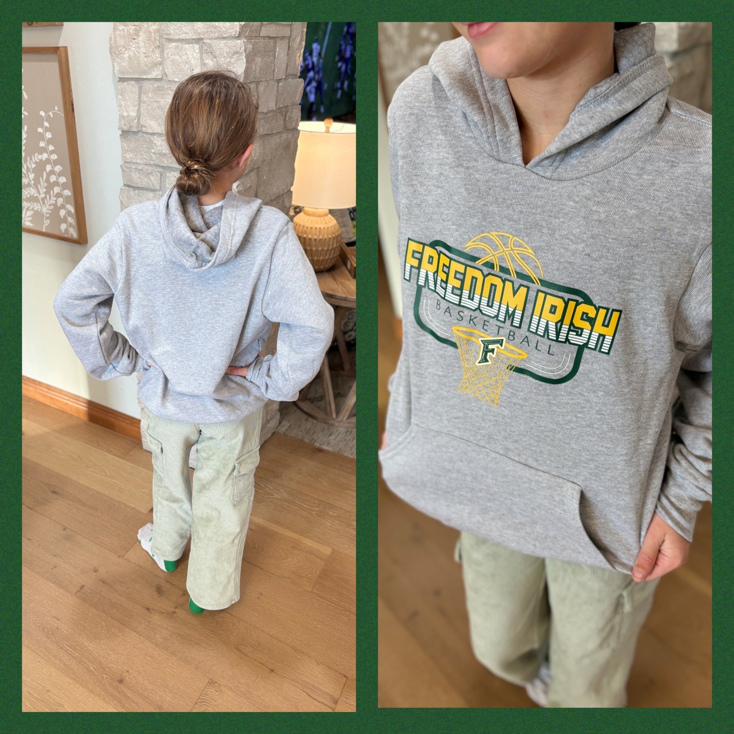 Freedom Irish Basketball Bella Hoodie ~ Adult and Youth ~ 2 color options