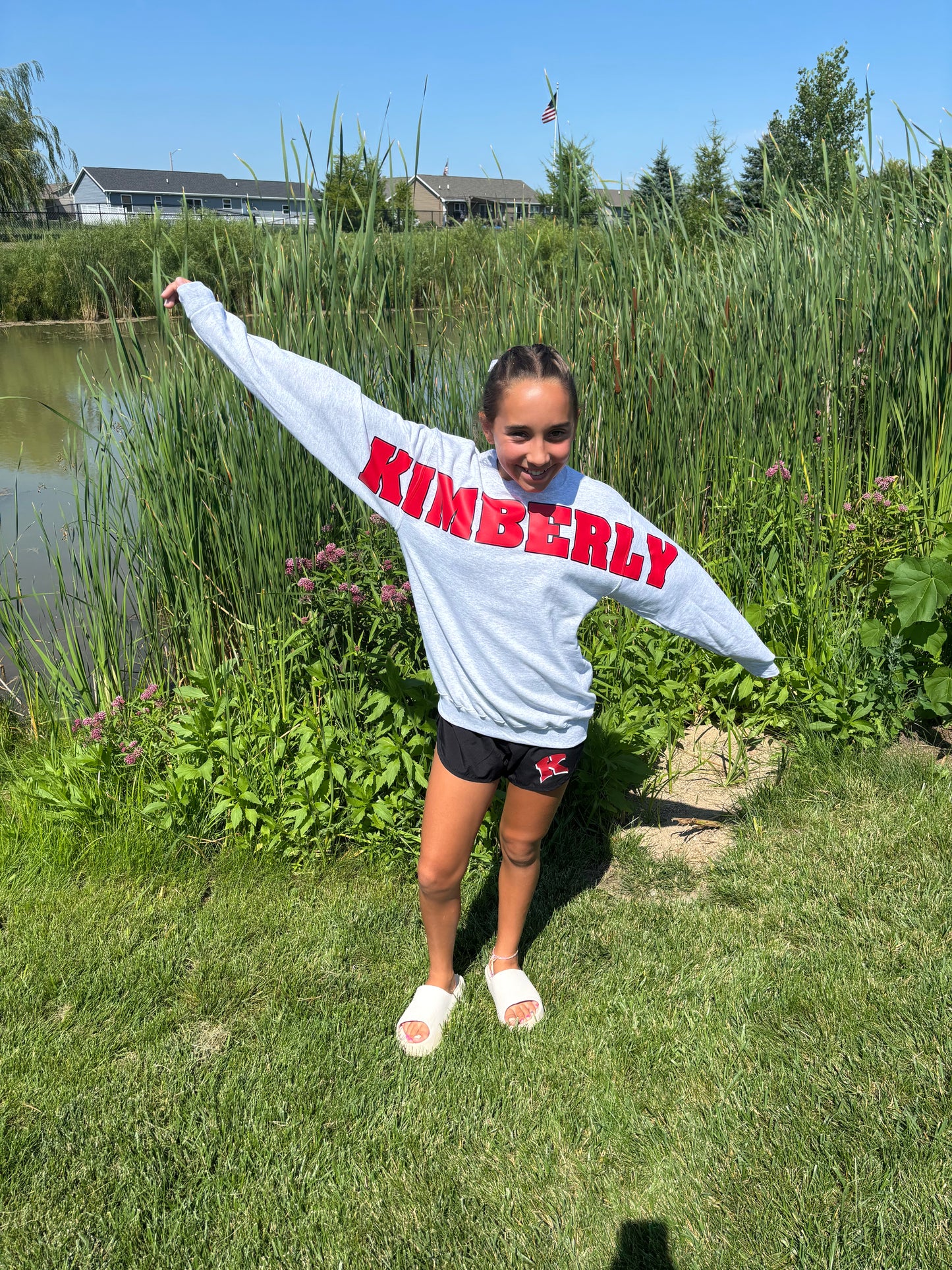 Kimberly Wingspan Ash Gildan Crew Youth/Adult