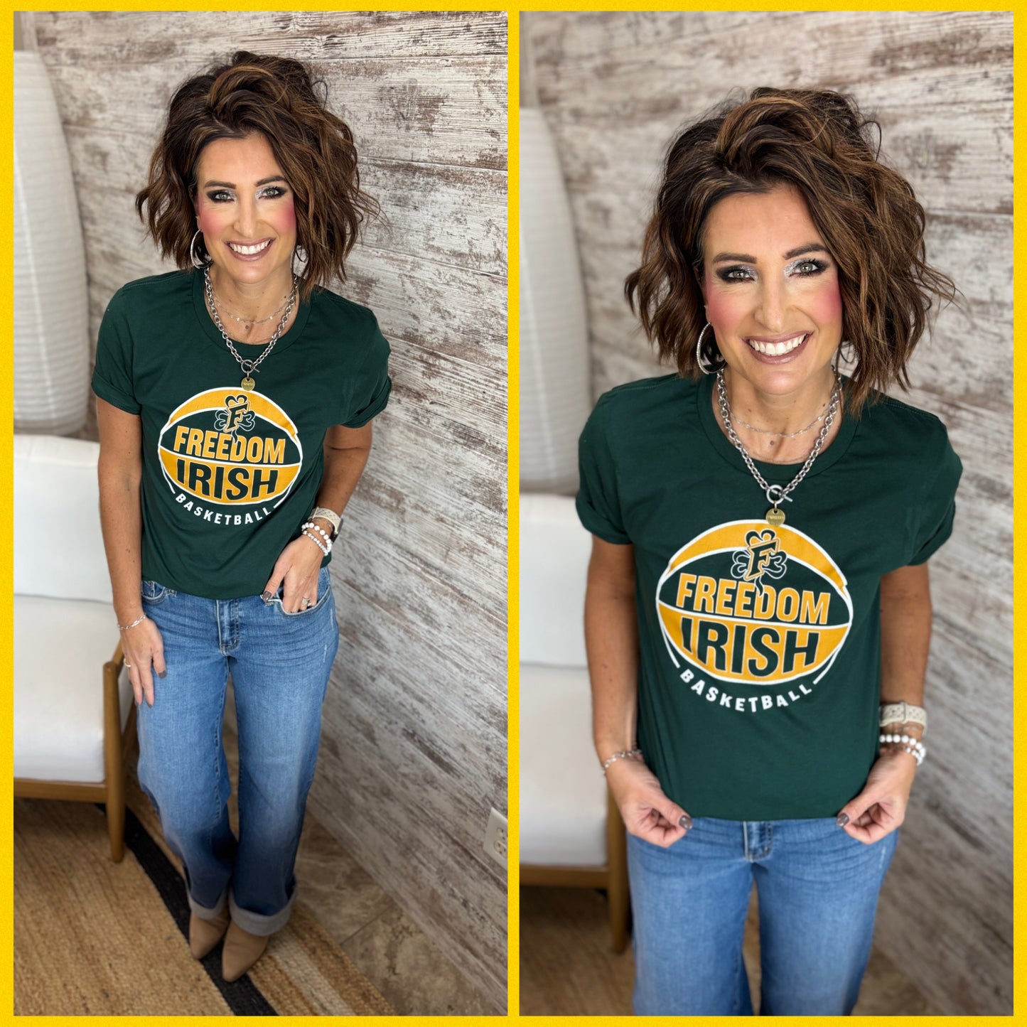 Freedom Irish Basketball Bella Tee~ Youth and Adult~ 2 Colors