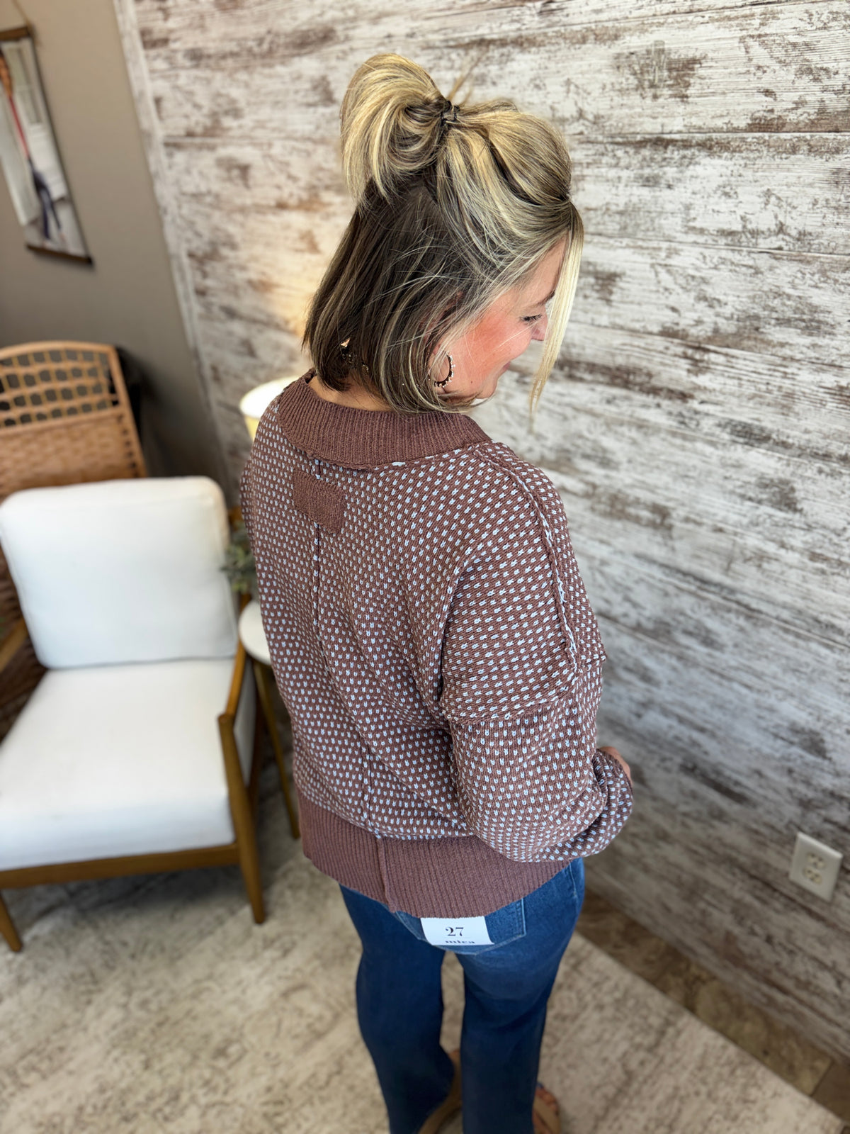 Brown V Neck Sweater