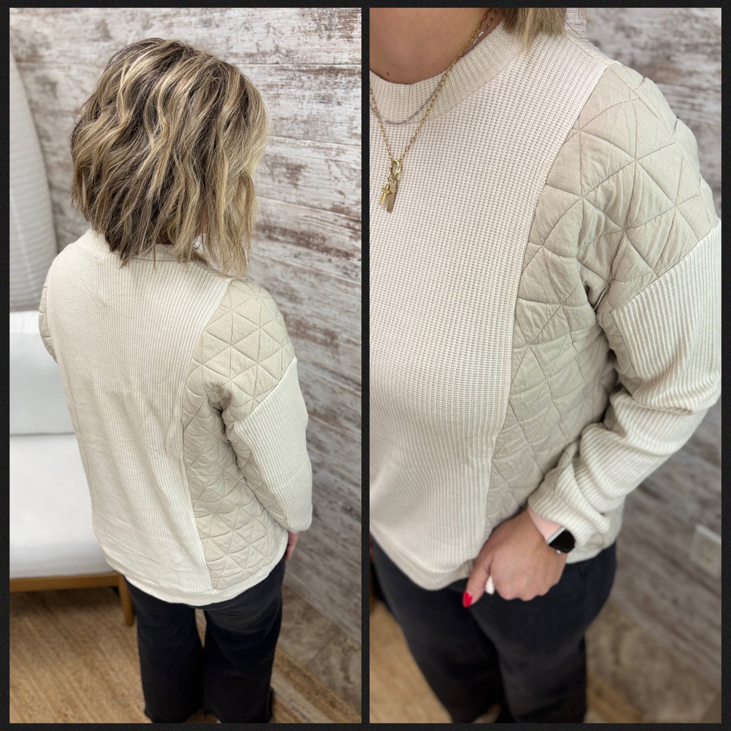 Mixed Waffle Crew Neck-2 Colors