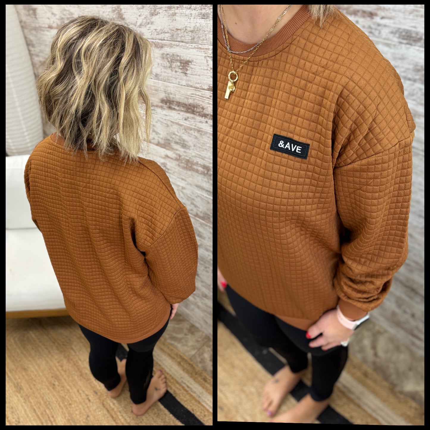 Ampersand Copper Quilted Pullover
