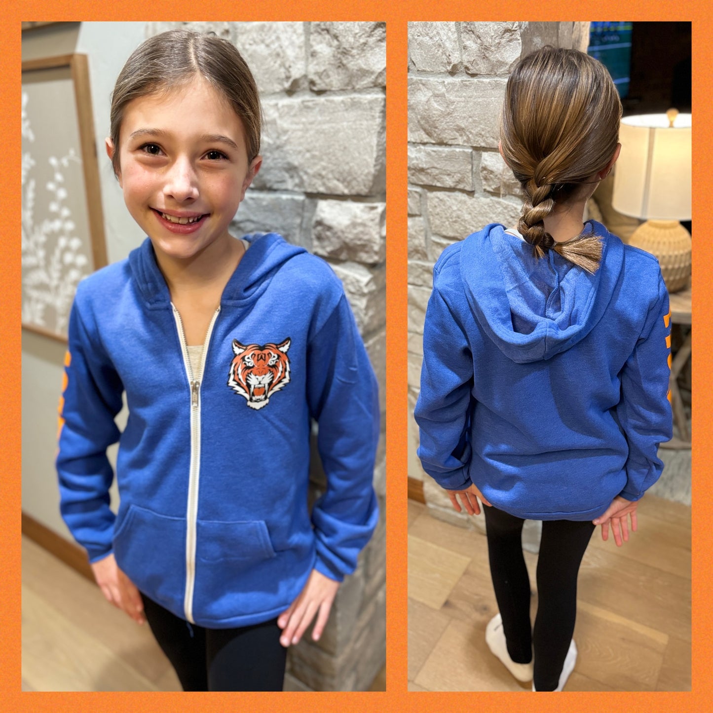 Wrightstown Tigers Youth Bella Canvas Heather Royal Full Zip
