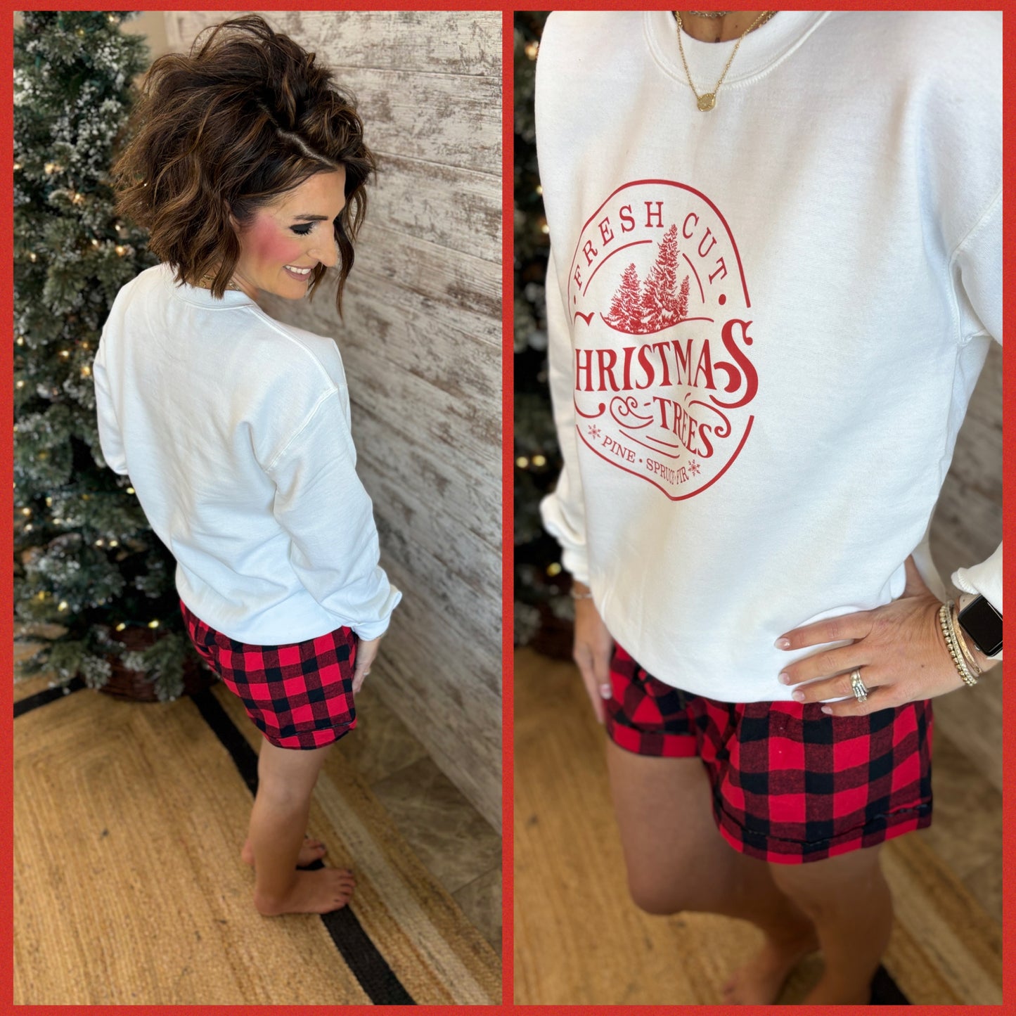 Christmas Tree White Gildan Crew **DOORBUSTER**