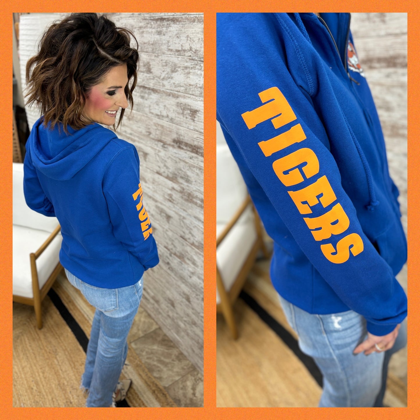Wrightstown Tigers Enza Ladies Royal Full Zip Hoodie