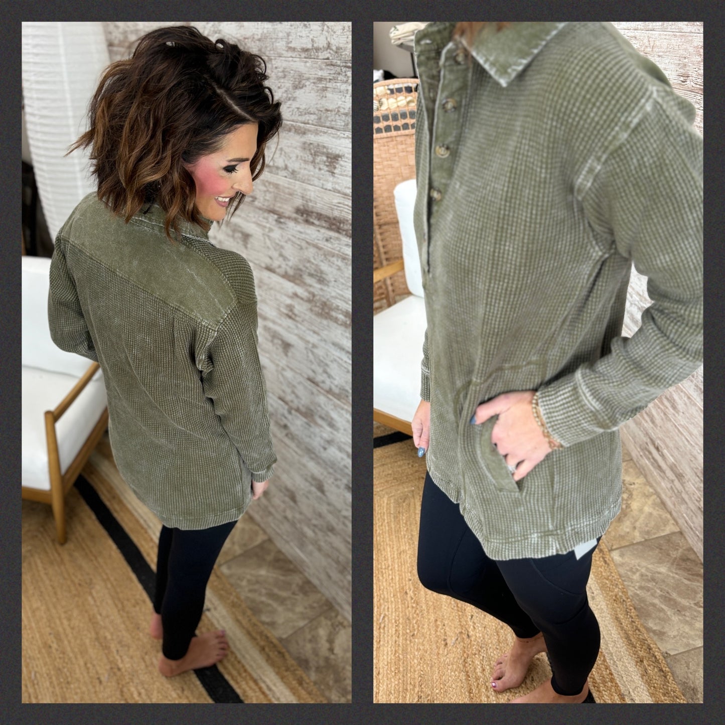 Mineral Wash Waffle Tunic ~ 3 Colors