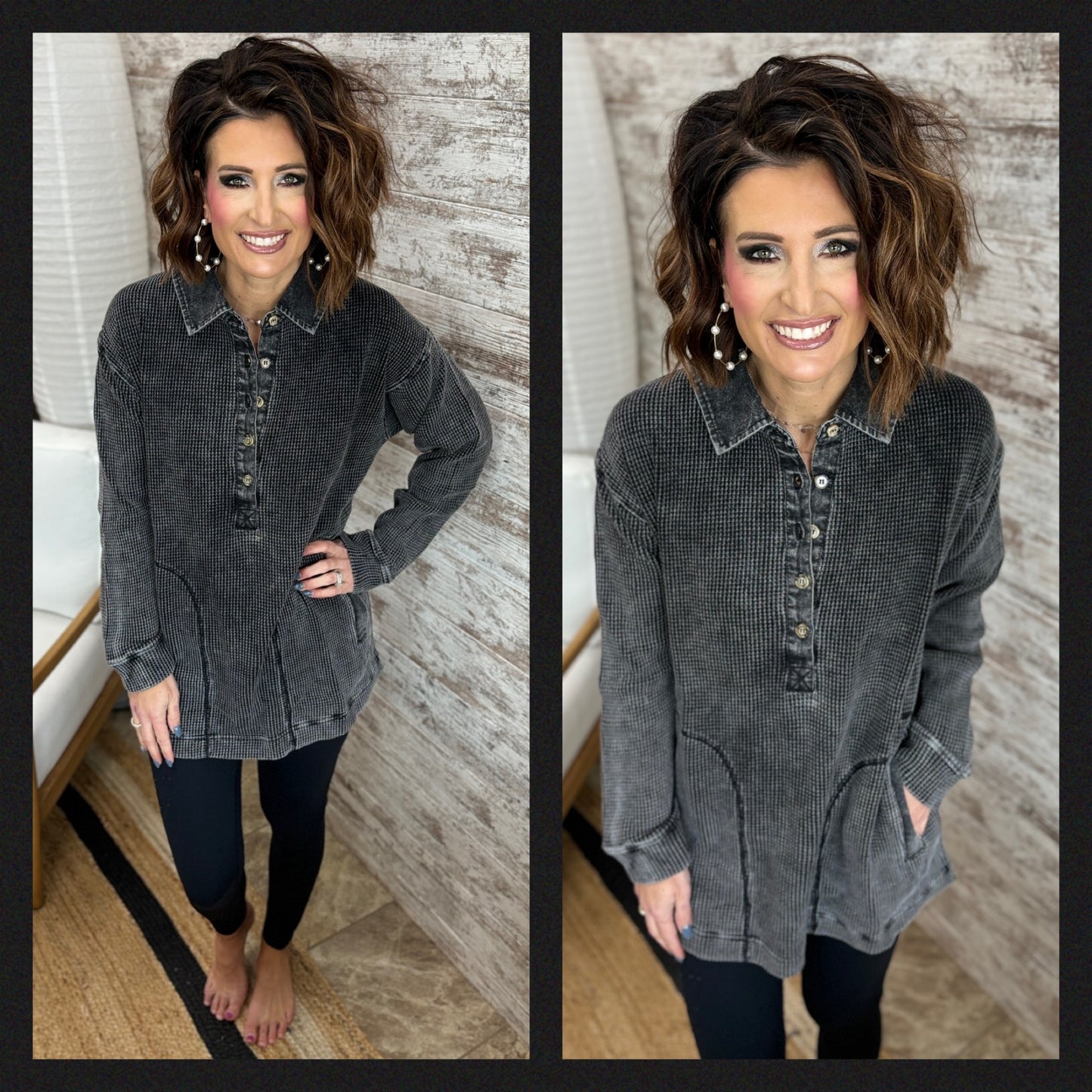 Mineral Wash Waffle Tunic ~ 3 Colors