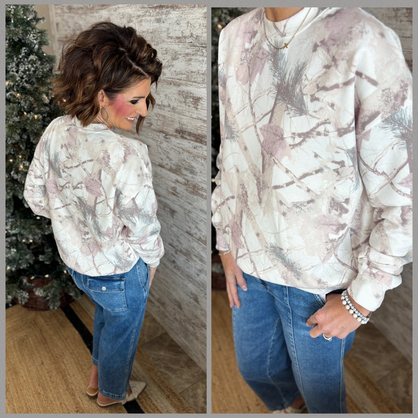 White Camo Fleece Crew Neck