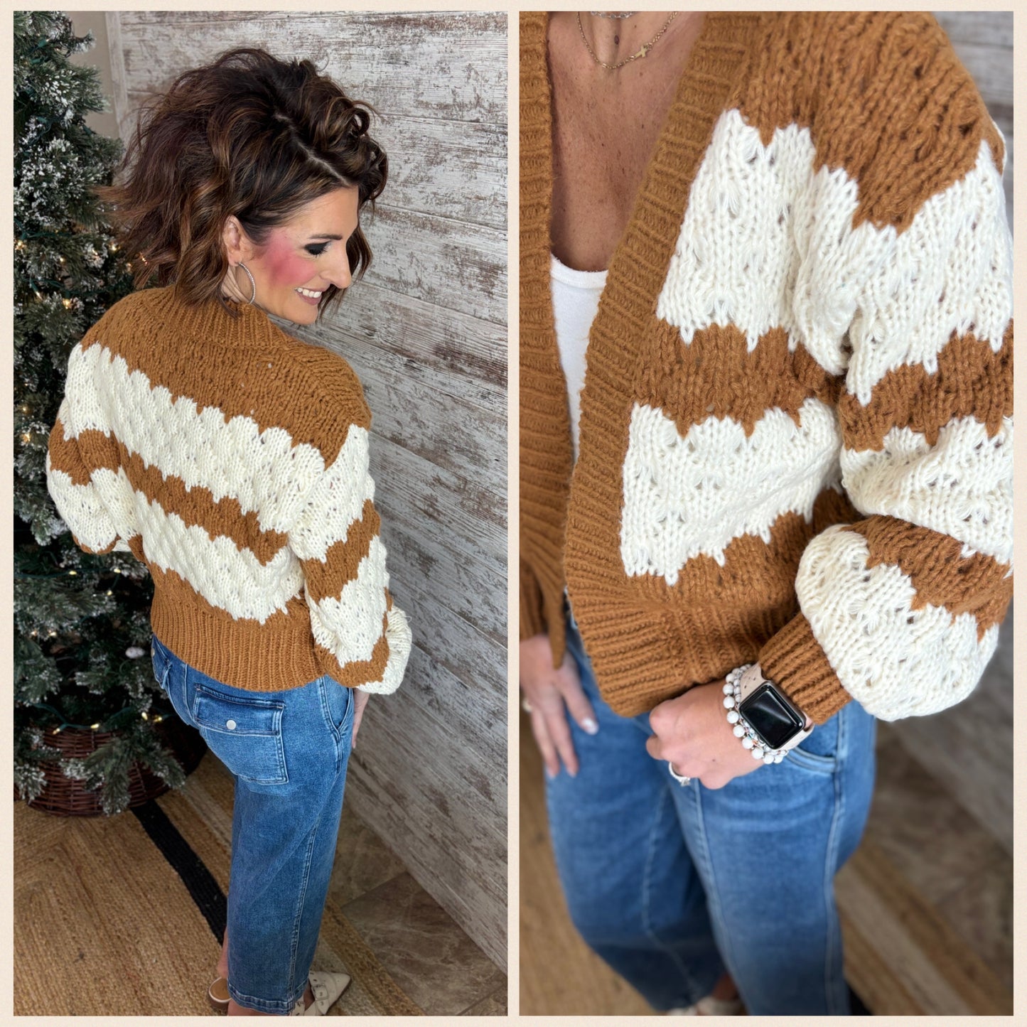 Camel Pattern Knit Cardigan