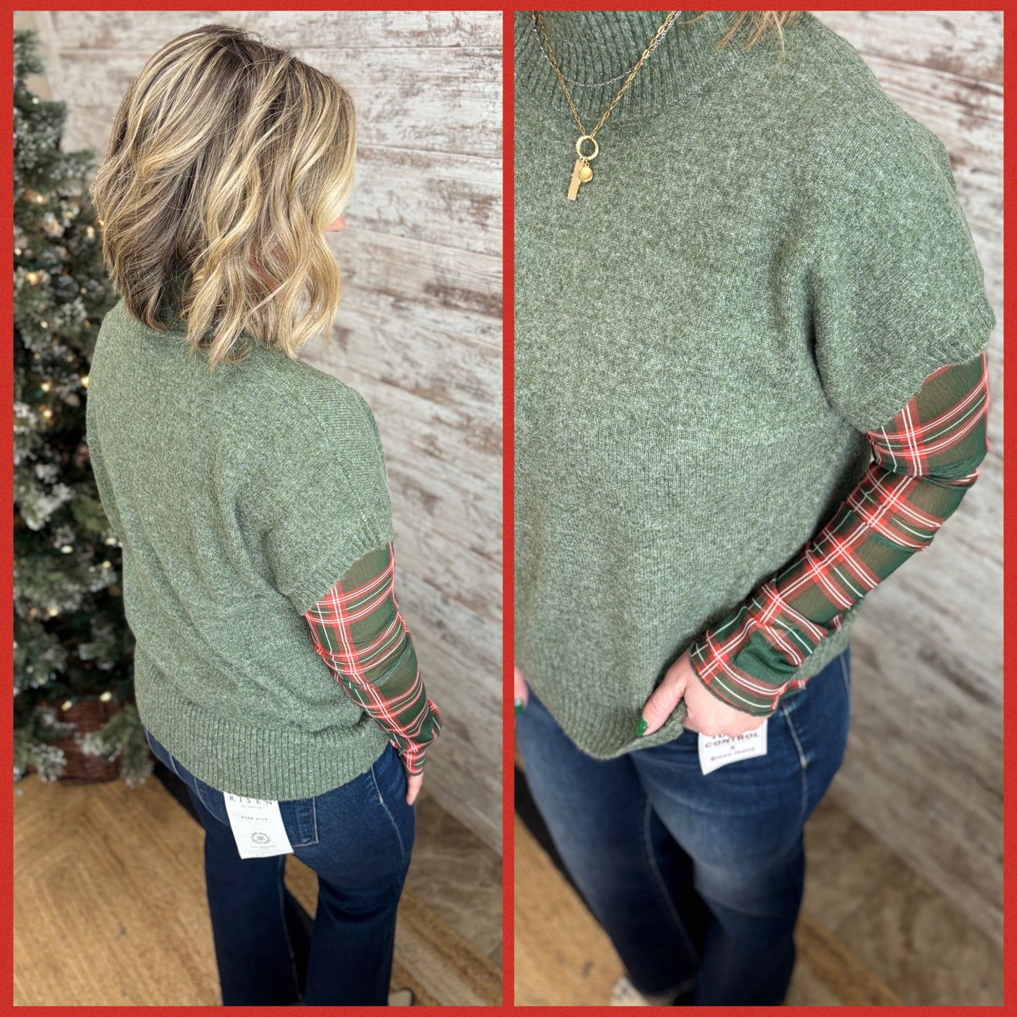 Short Sleeve Dark Sage Pullover Sweater Vest