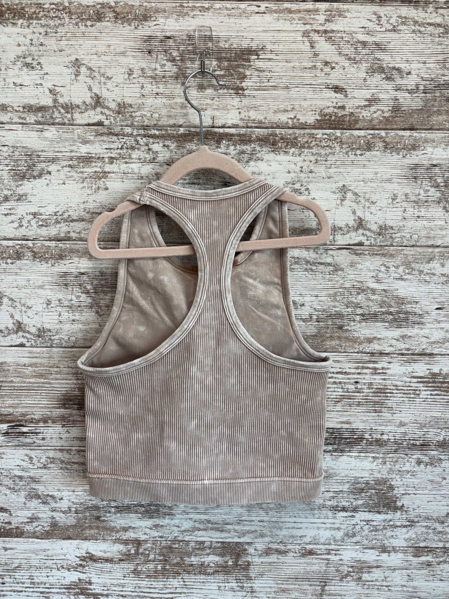 Ash Mocha Ribbed High Neck Cropped Tank