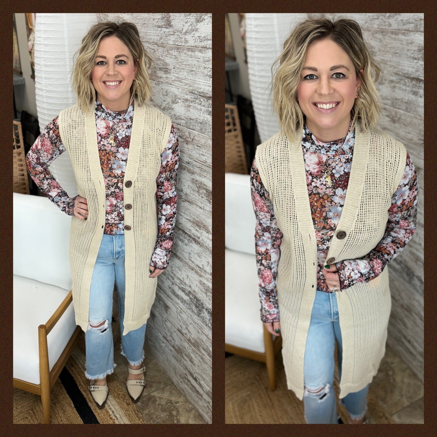 Floral High Neck Mesh Top