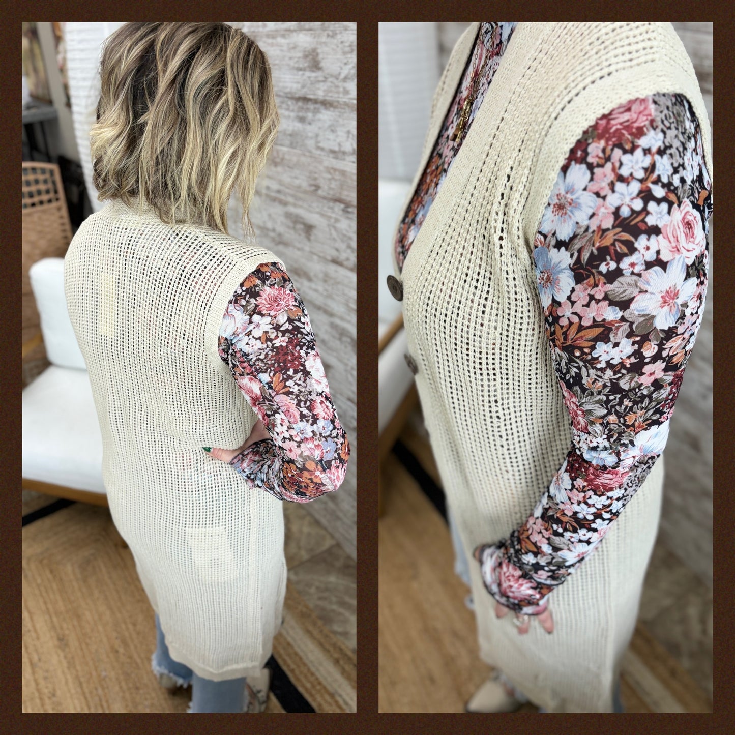 Floral High Neck Mesh Top