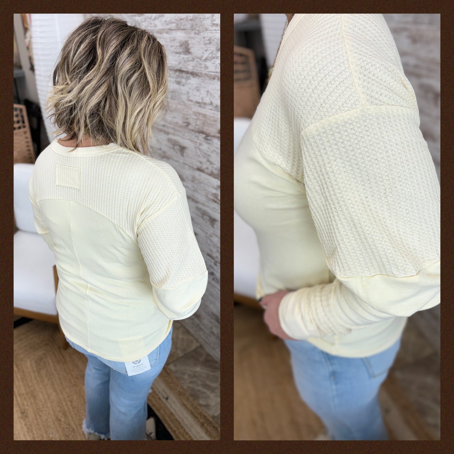 Beige Mixed Ribbed Knit Top
