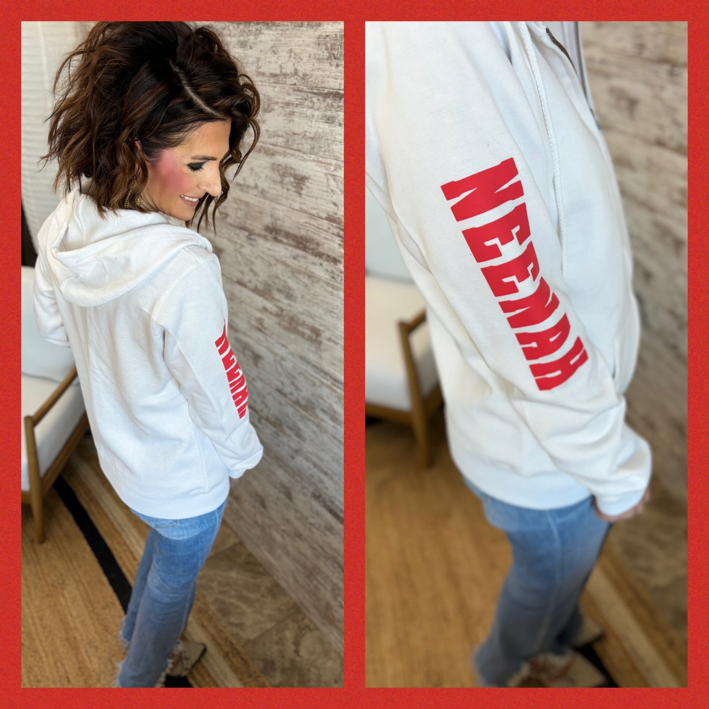Neenah Rockets Enza Ladies White Full Zip Hoodie