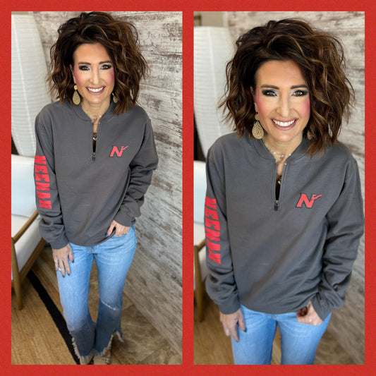 Neenah Rockets Grey Gildan Softstyle 1/4 Zip Sweatshirt