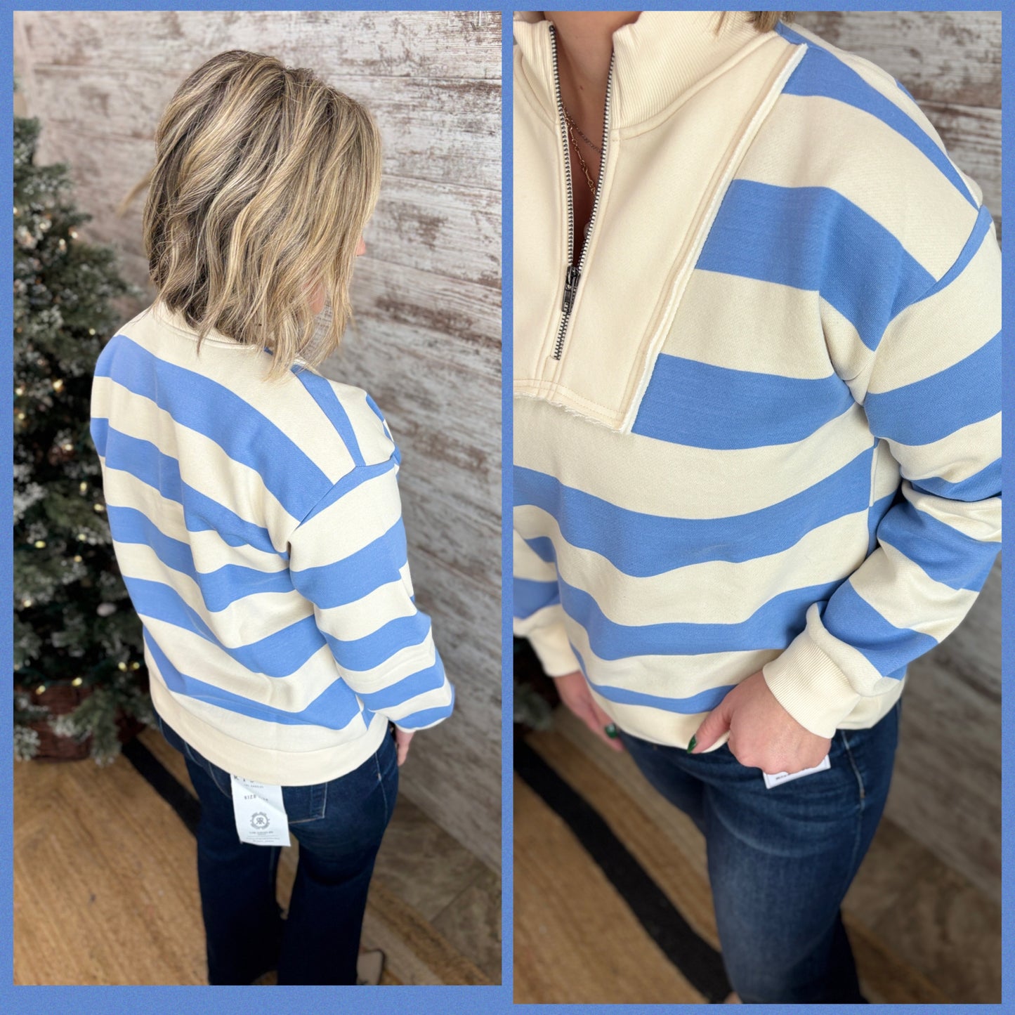 Half Zip Striped Sweatshirt ~ 2 Colors