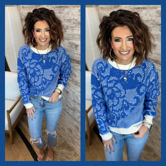 LACE KNIT PATTERN SWEATER~ 2 Colors