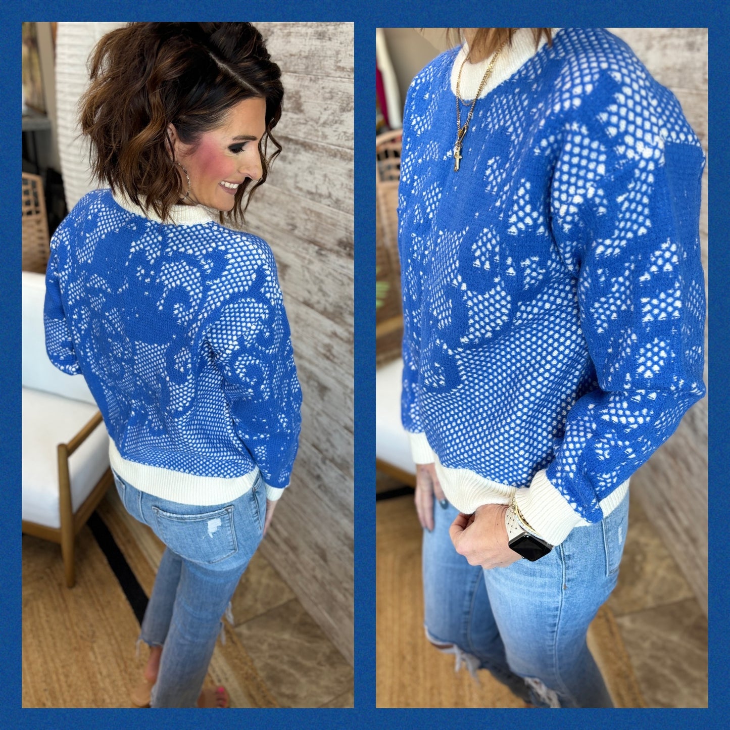 LACE KNIT PATTERN SWEATER~ 2 Colors