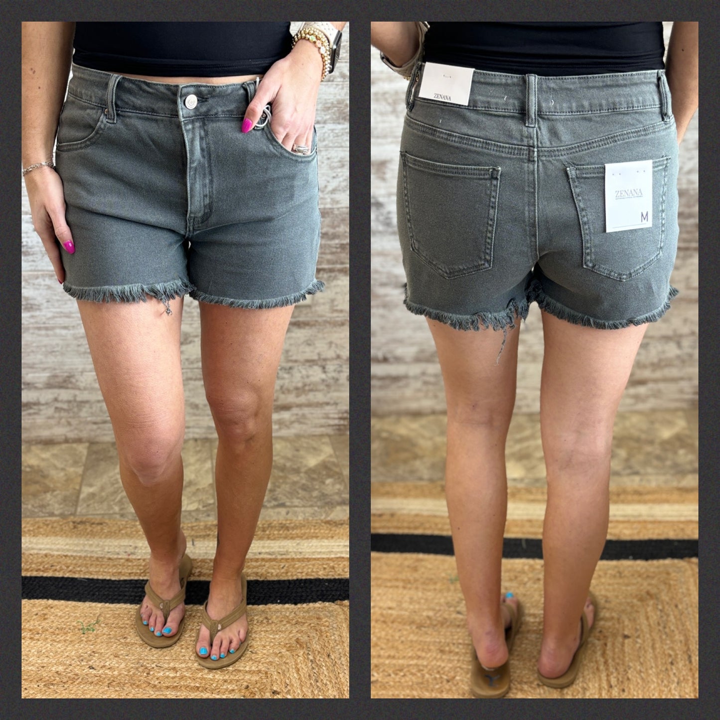 Zenana Ash Cut Off Shorts DMP-1841A~ 4 Colors