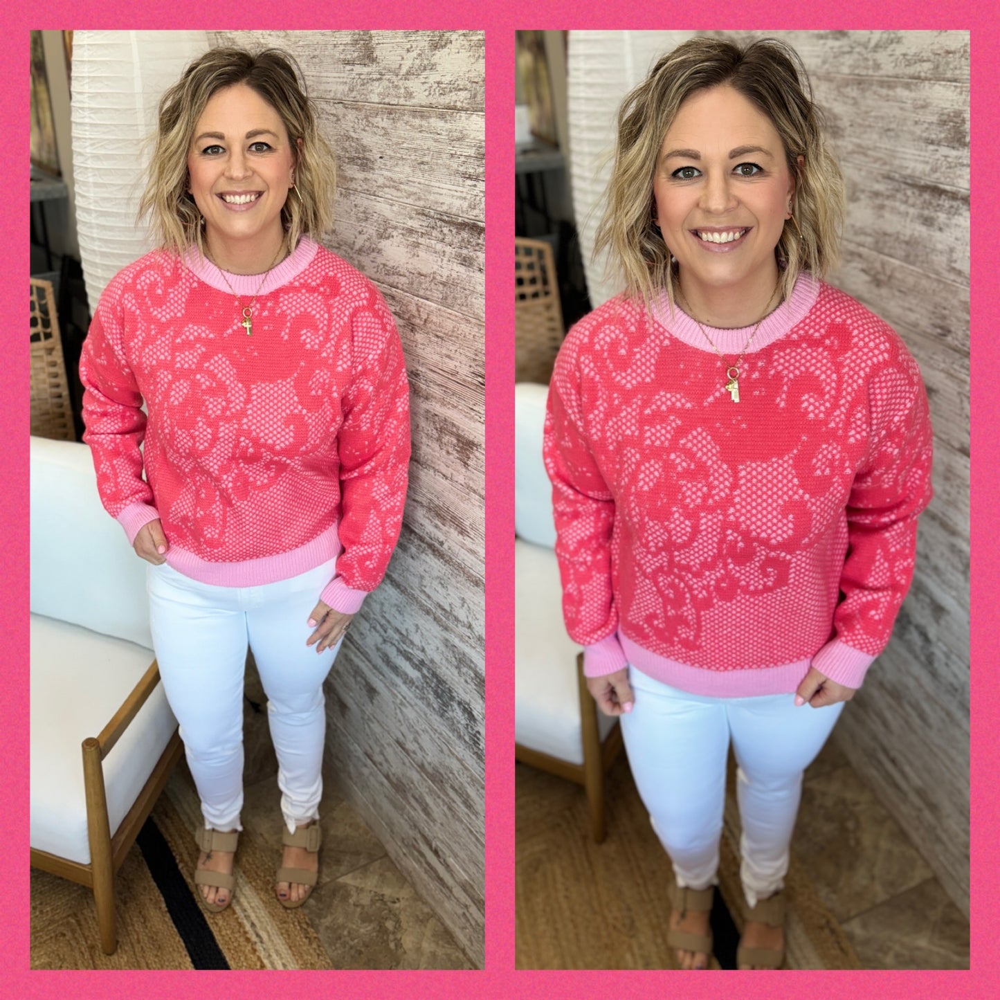 LACE KNIT PATTERN SWEATER~ 2 Colors