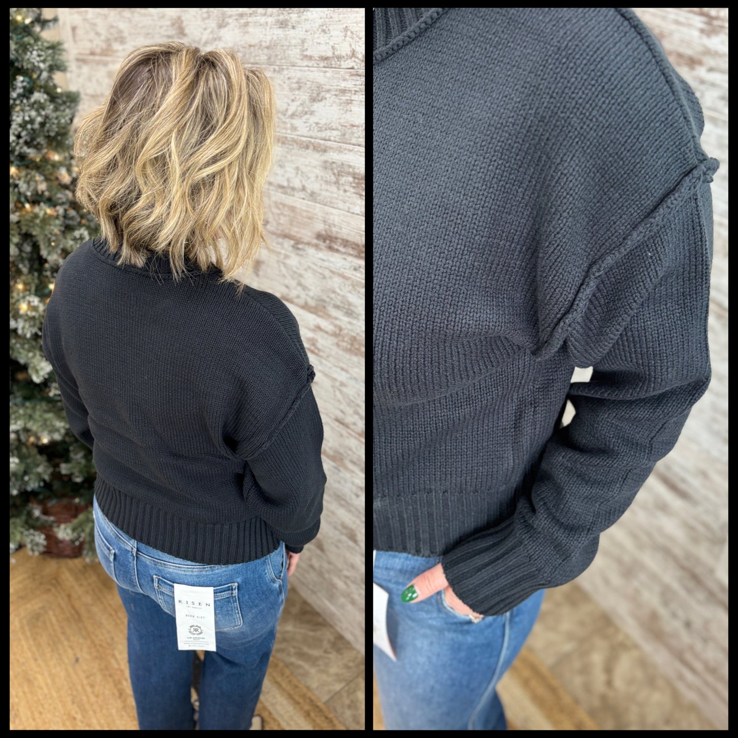 Black Front Slit Sweater