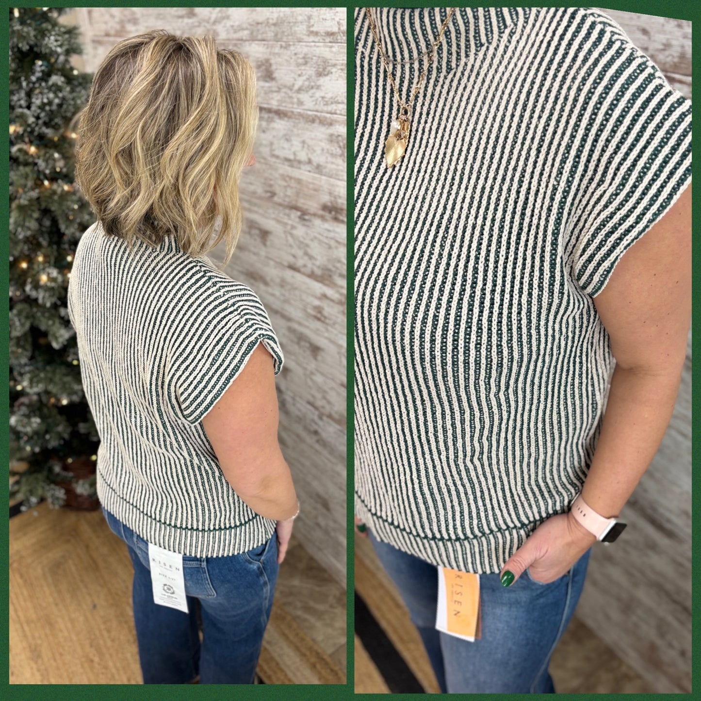 Forest Two Tone Ribbed Sweater Vest