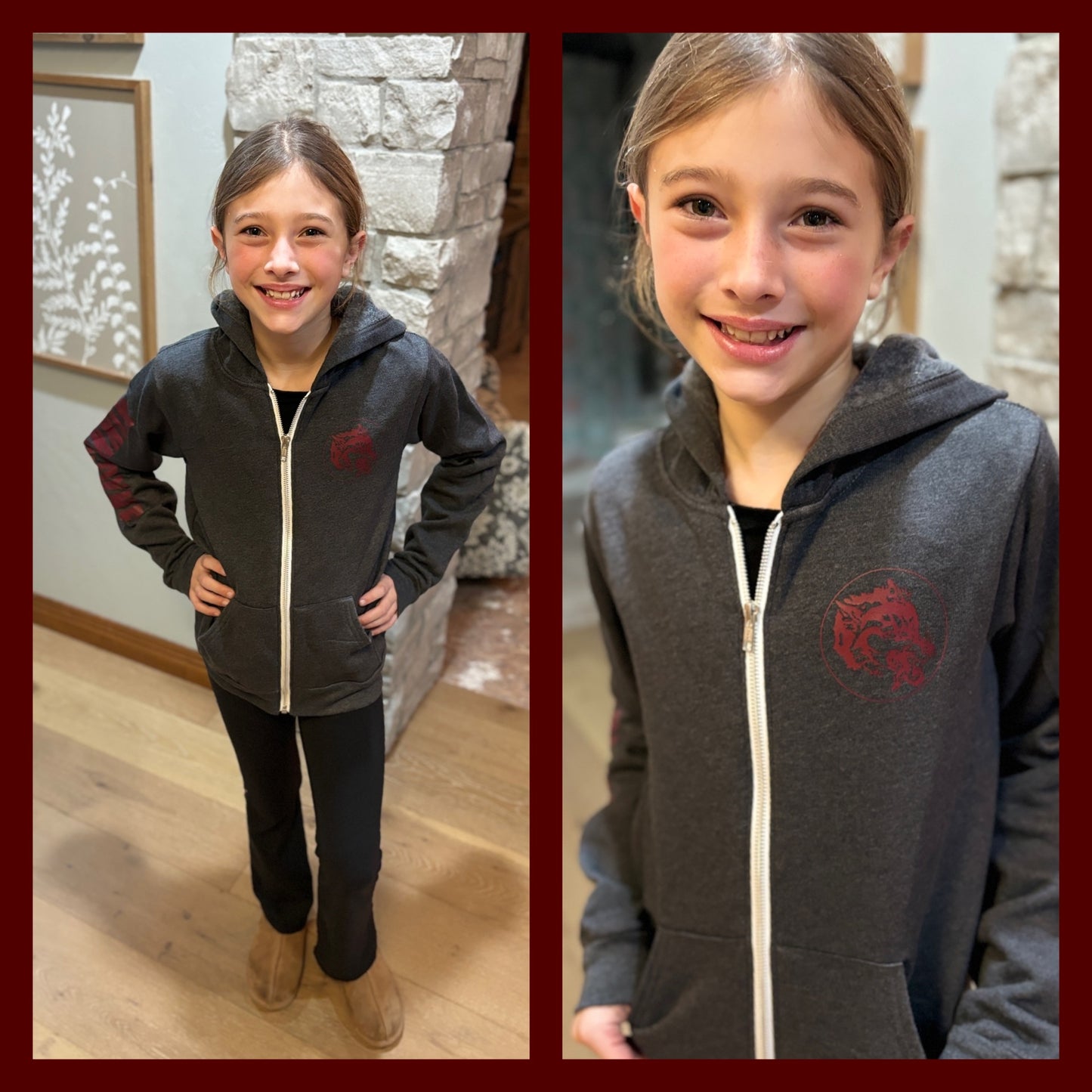 Winneconne Wolves Youth Bella Canvas Dark Grey Full Zip