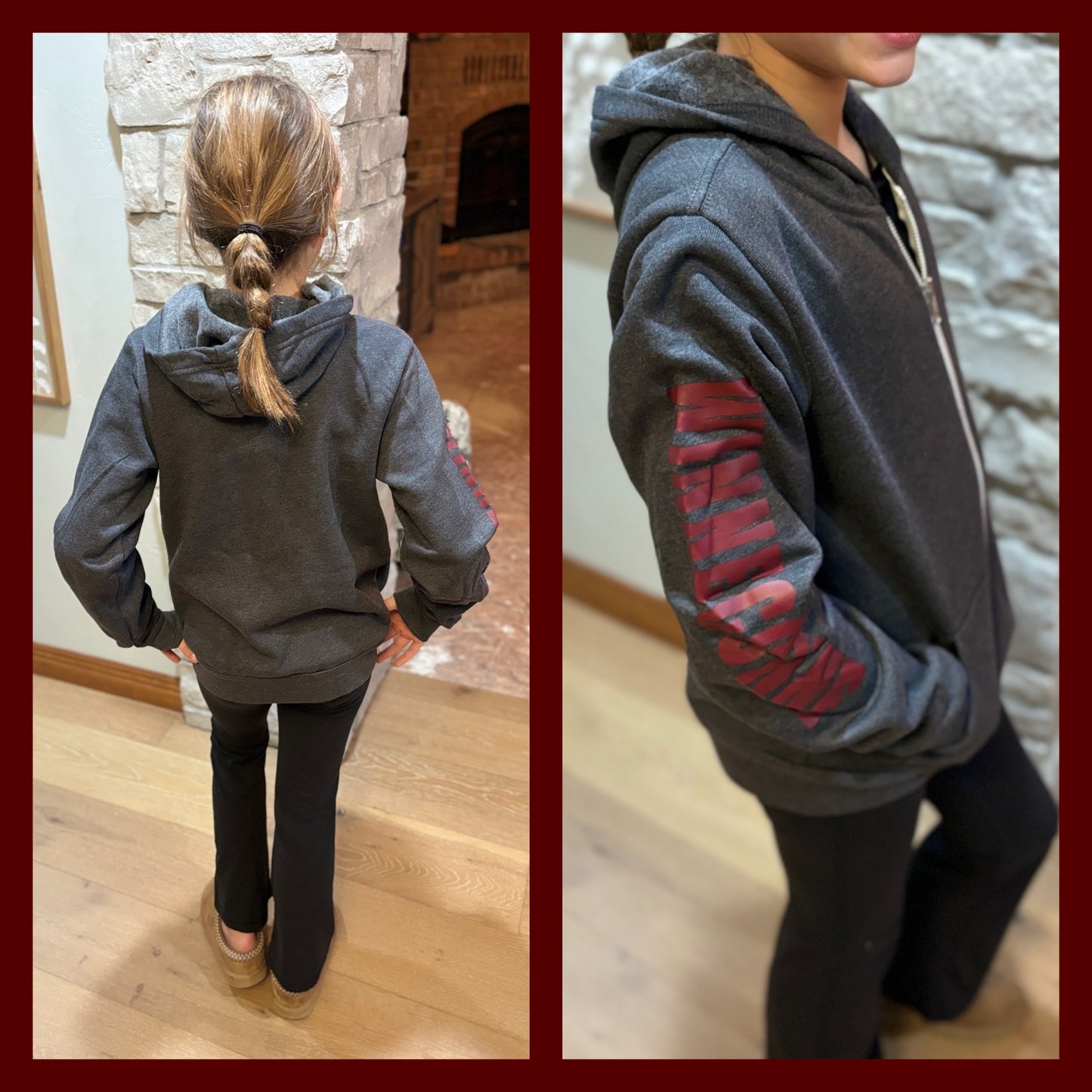 Winneconne Wolves Youth Bella Canvas Dark Grey Full Zip
