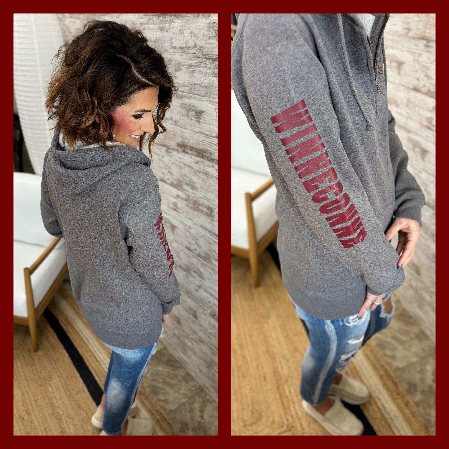 Winneconne Wolves Enza Ladies Grey Full Zip Hoodie