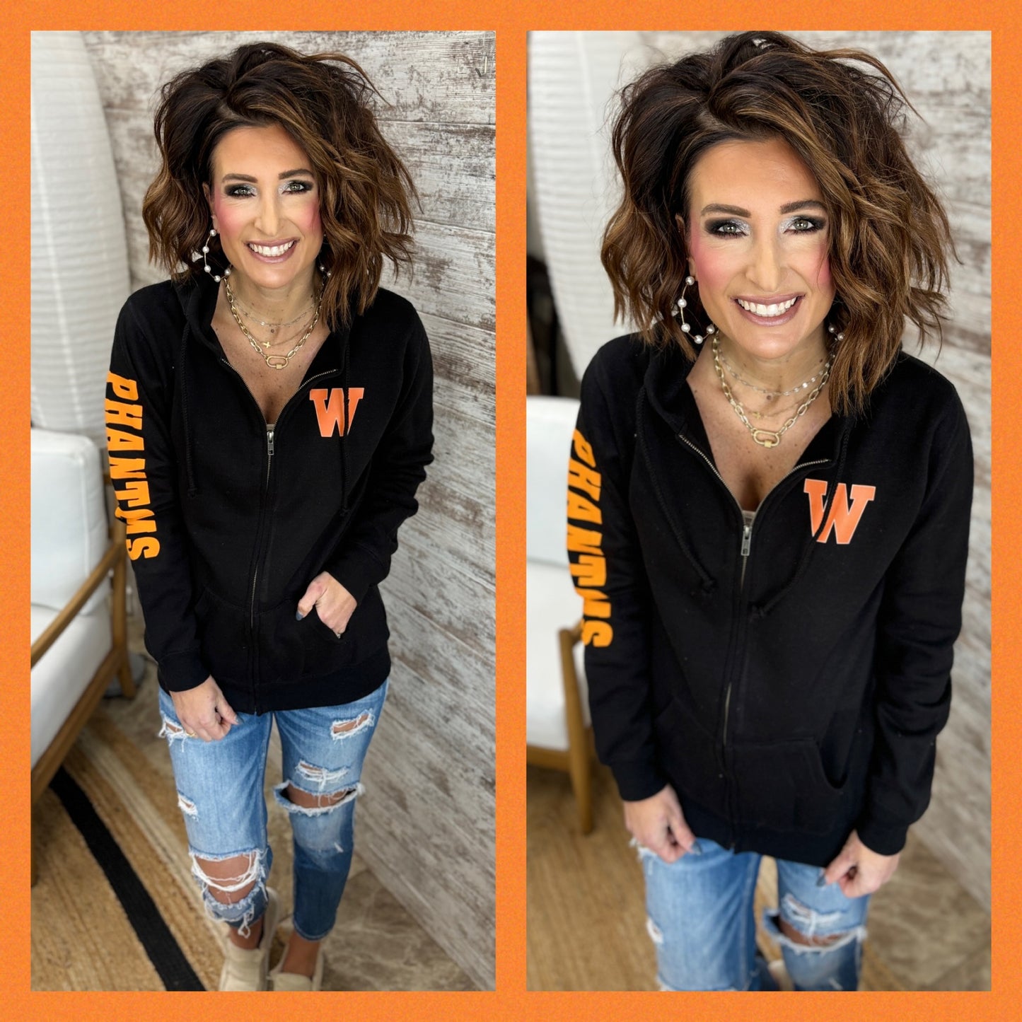 West DePere Phantoms Enza Ladies Black Full Zip Hoodie