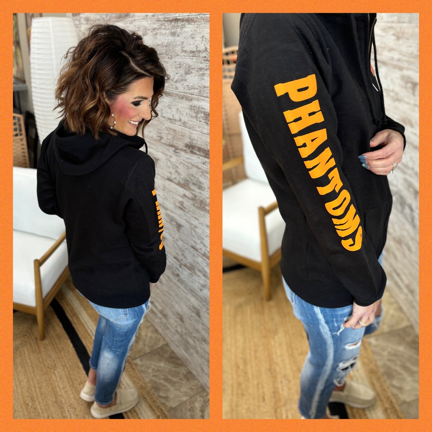 West DePere Phantoms Enza Ladies Black Full Zip Hoodie