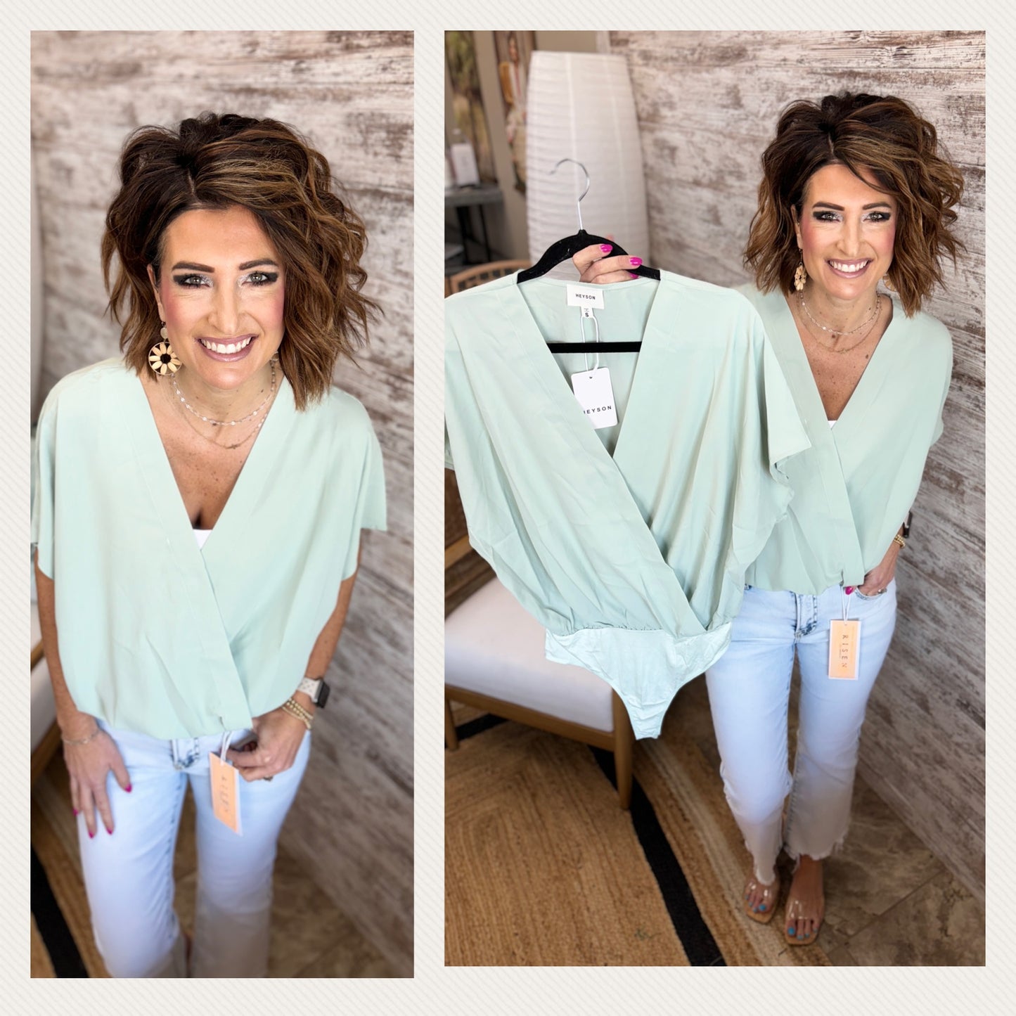 Seafoam Classic Blouse Bodysuit