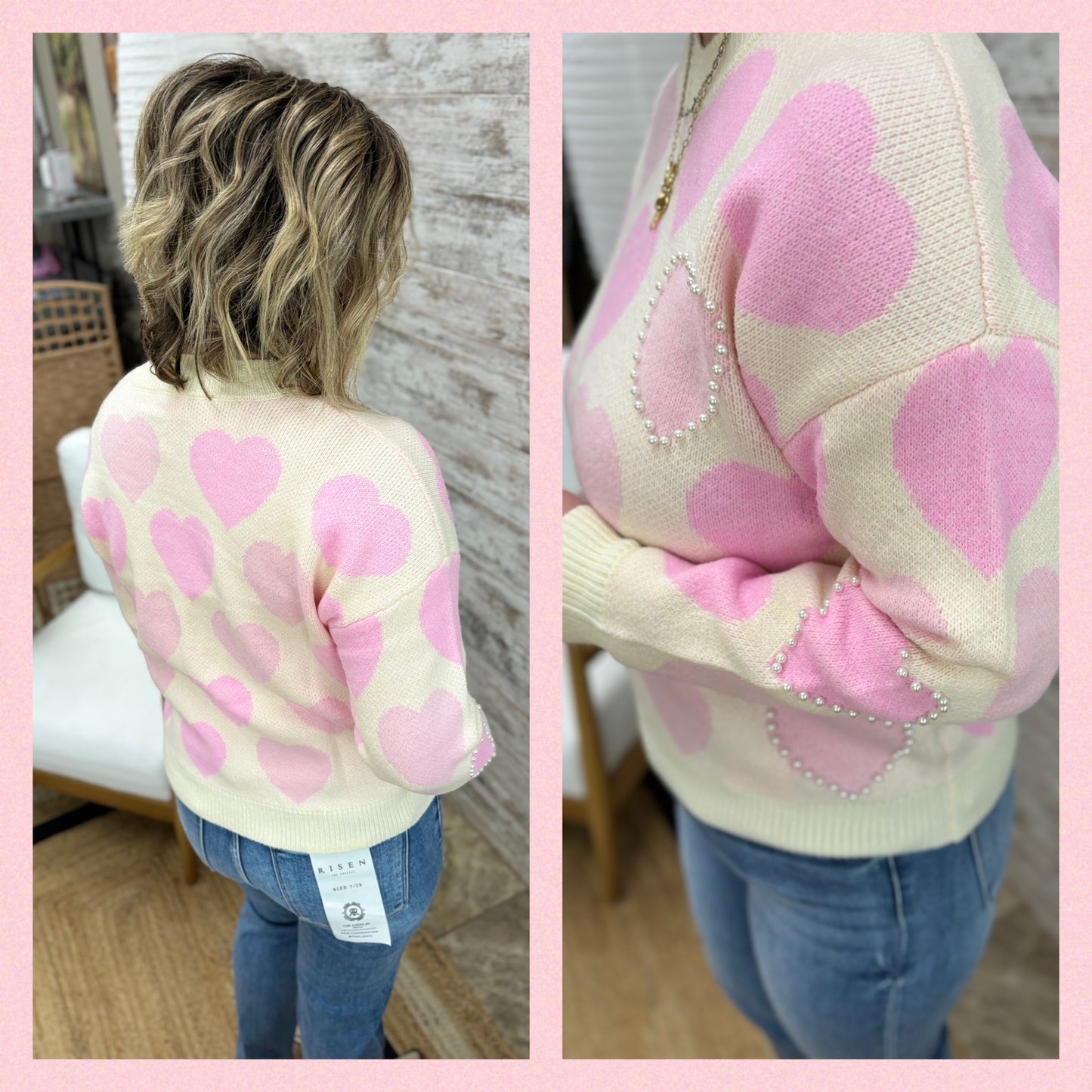 Ivory Pearl Heart Sweater