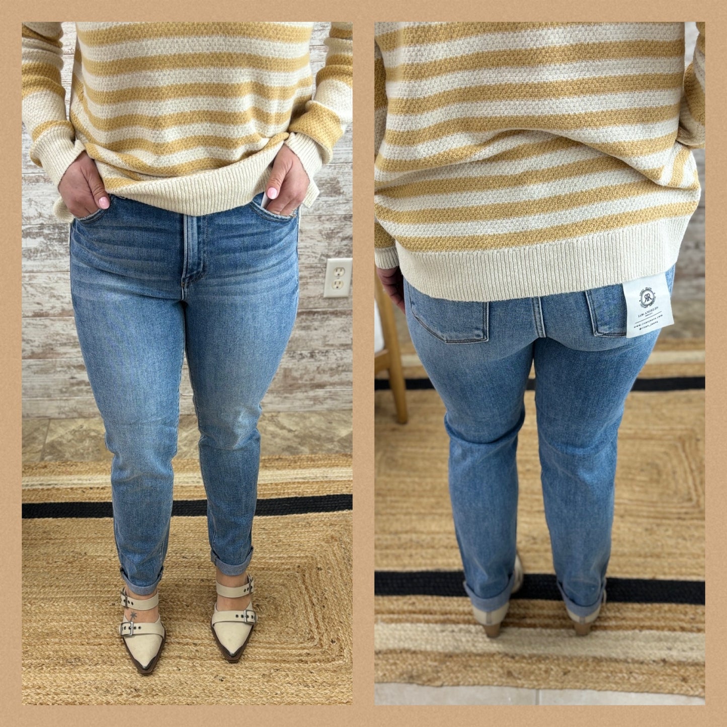 Risen High Rise Ankle Roll Up Jean RDP5775