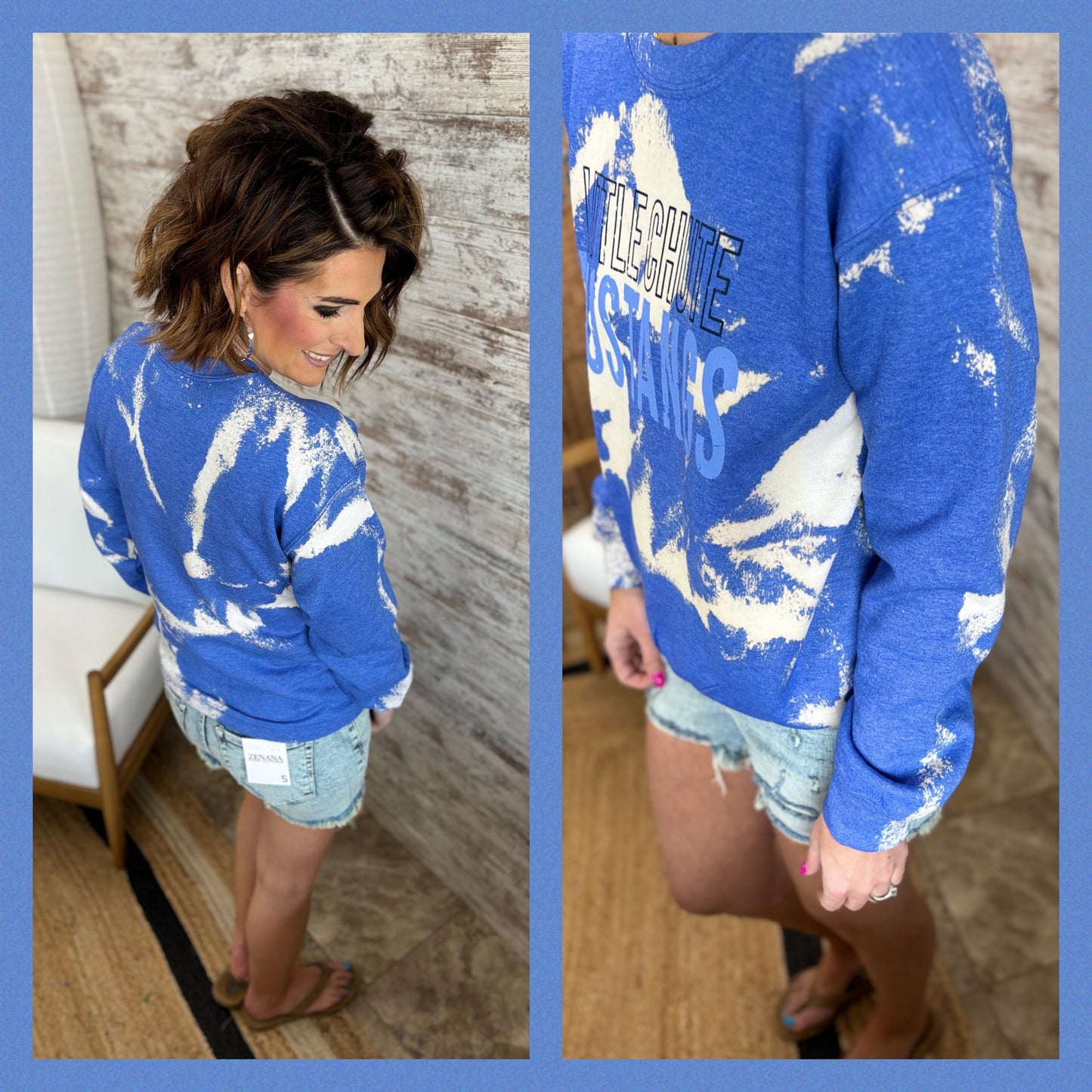 Little Chute Heather Blue Bleach Crew Neck