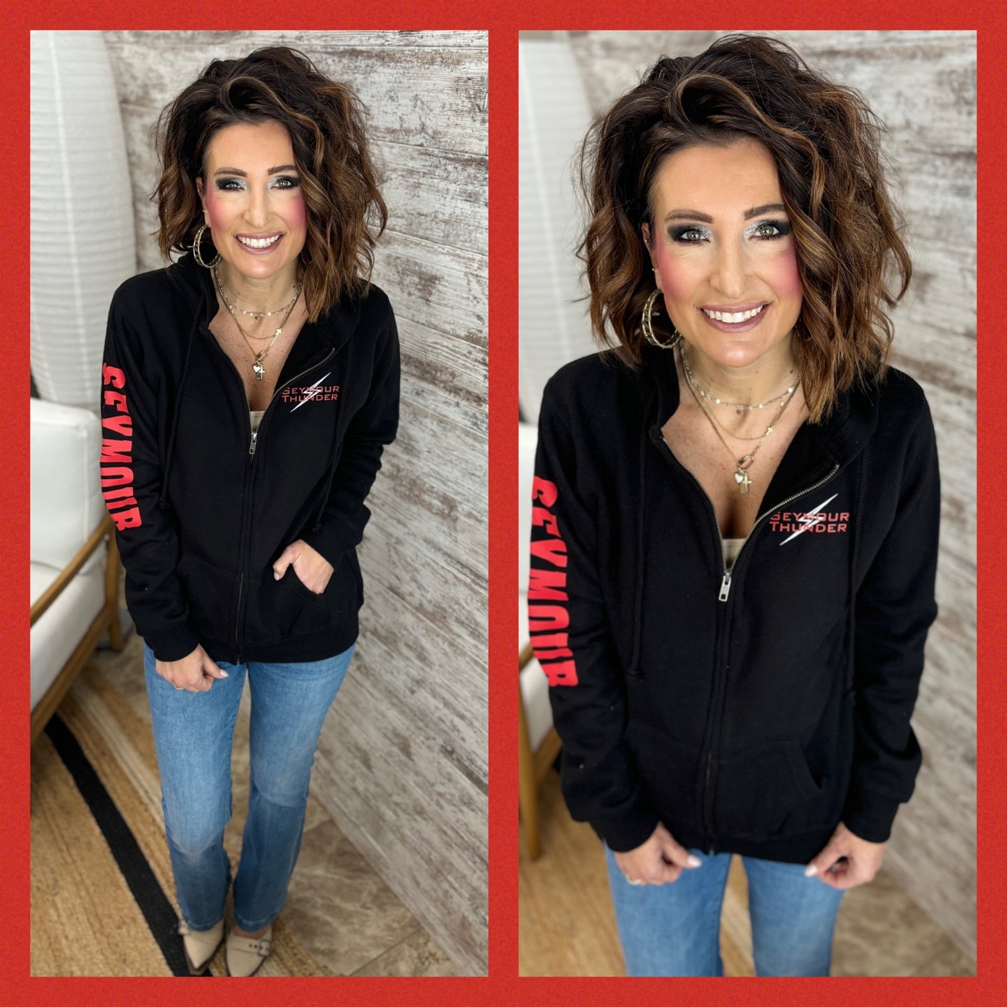 Seymour Thunder Enza Ladies Black Full Zip Hoodie