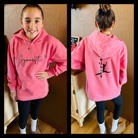 PERSONALIZED Gymnastics Independant Youth Pigment Dyed Hoodie ~ Several Colors