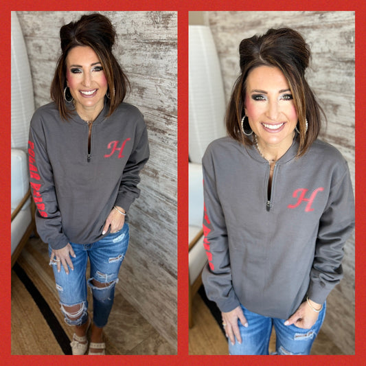 Hortonville Polar Bears Dark Grey Gildan Softstyle 1/4 Zip Sweatshirt