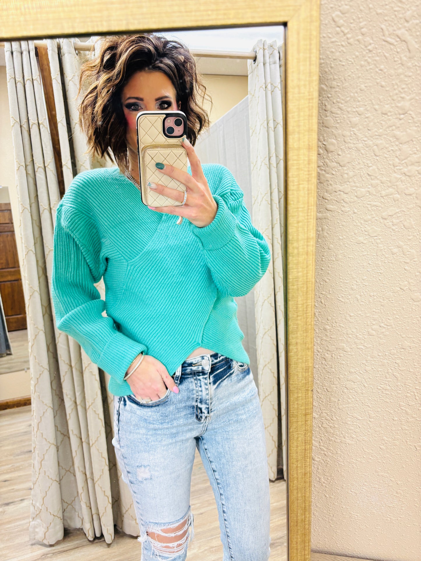 Ribbed Crossover Sweater