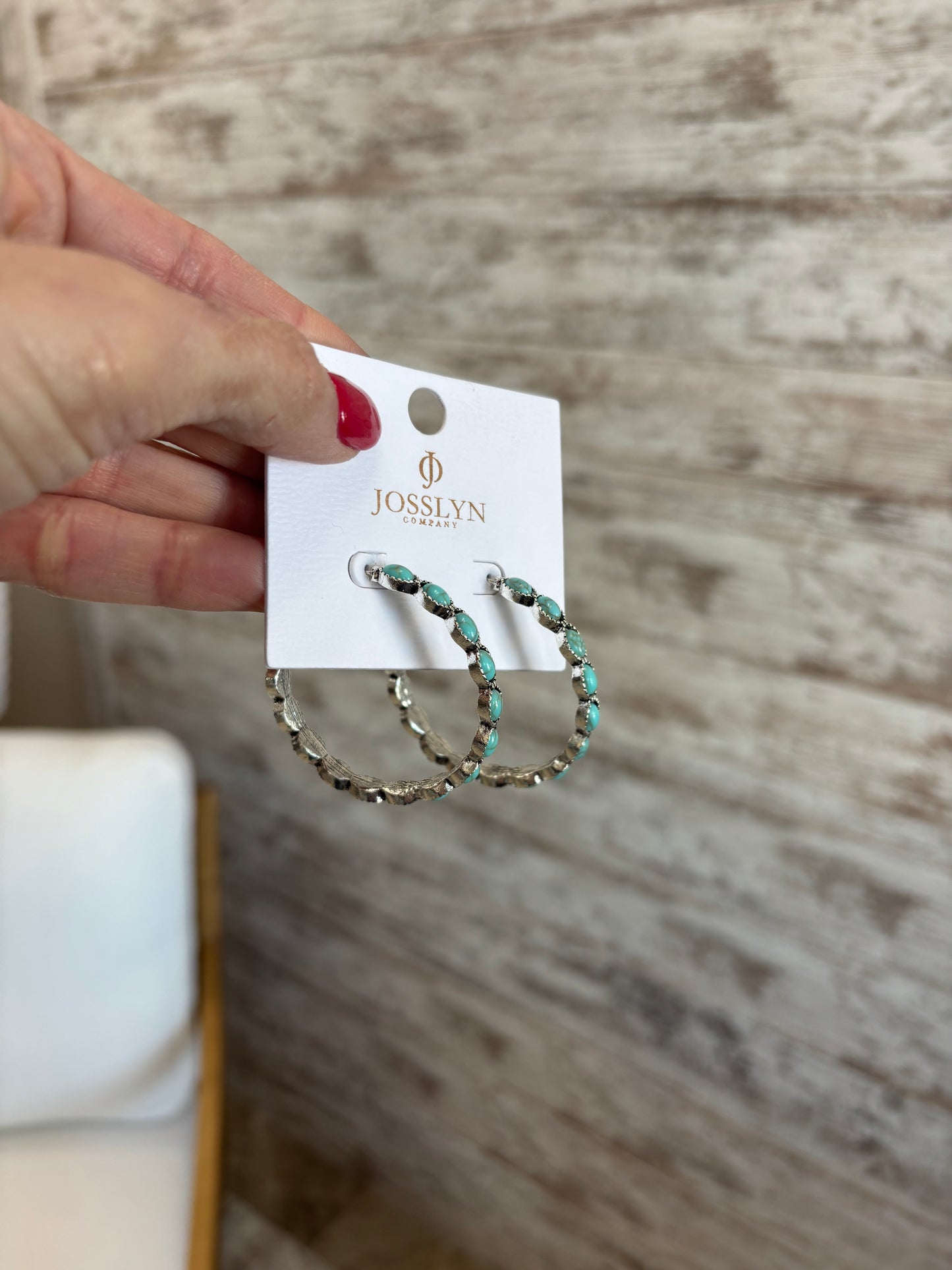 Western Turq Stone Hoop Earrings